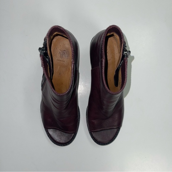 Frye Peep Booties Women's Size 6.5‎ US Wine Leather Heeled Ankle Boots BRIELLE - Picture 9 of 12